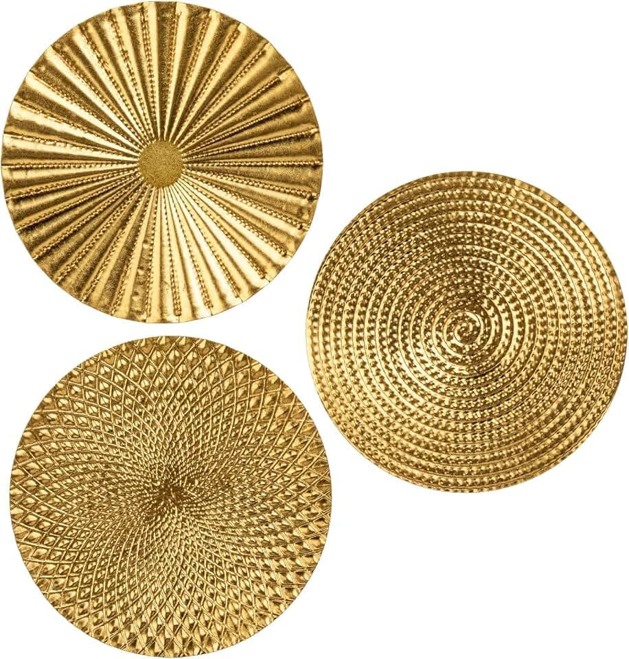 Briful Wanddekoration, 30,5 cm, goldfarben, 3 Stück, Metall-Starbursts, radiale Platte, Wandkunst, moderner Akzent, hängende Wanddekoration für Zuhause, Büro, Schlafzimmer oder Wohnzimmer,
