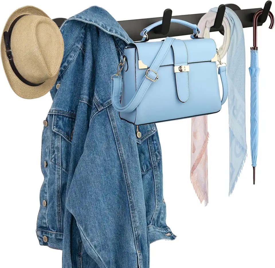 ULIBERMAGNET Magnetic Hooks,Heavy Duty Coat Magnetic Rack with 5 Hooks,Anti-Slip Strong Magnetic Hanger for Refrigerator,Metal Cabinet,Entryway,Hanging Coat, Jackets, Umbrella,Scarf,Bag