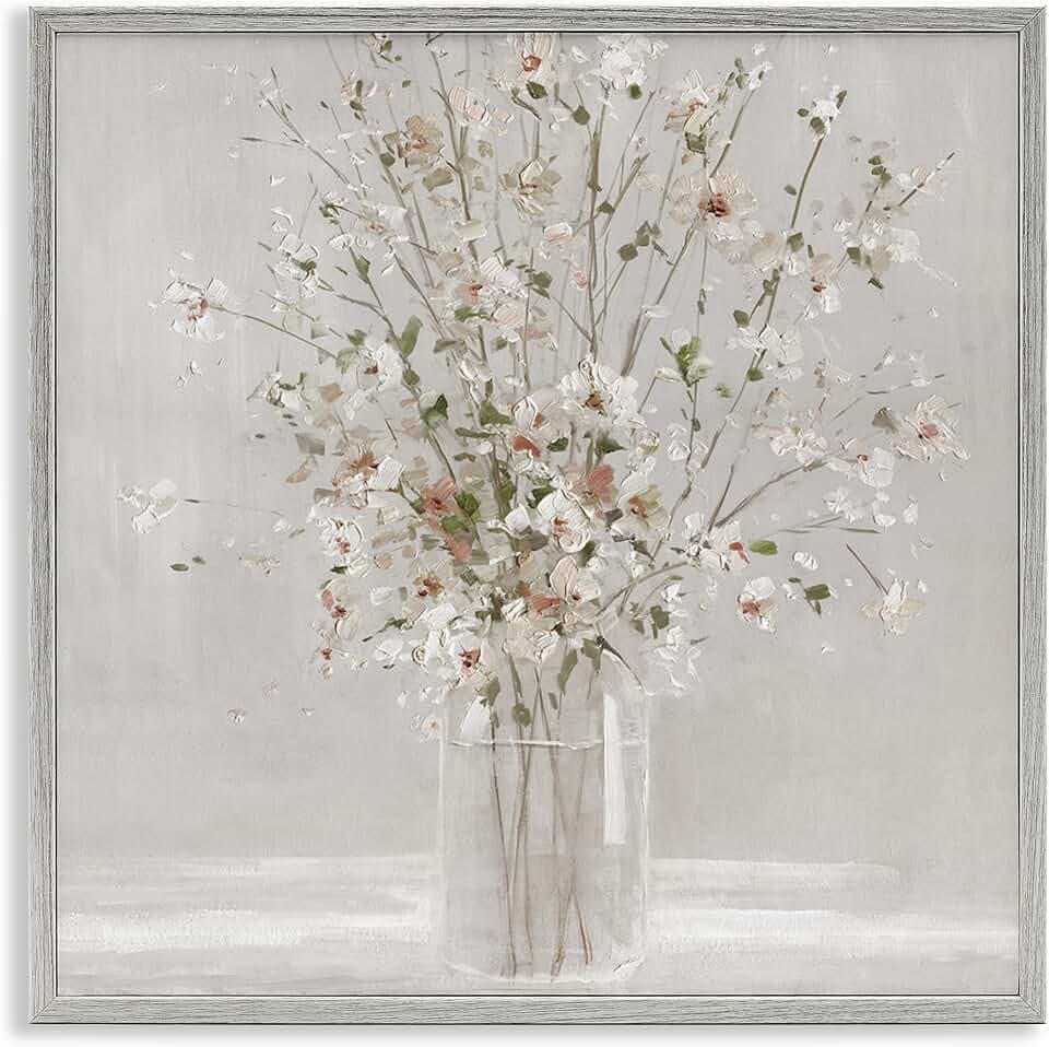 Neutral Flower Vase Arrangement, 24 x 24 Inch Framed Giclée Print