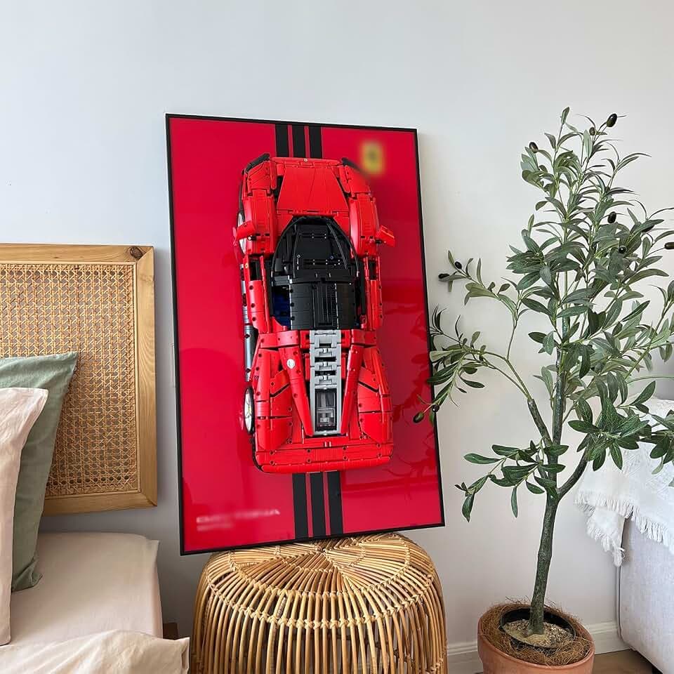 iLuane Display Wallboard for LEGO Technic Ferrari Daytona SP3 Race Car Model Building Kit, Adult Collectibles Wall Mount, Home or Office Décor, Pinstriped (No Car Included)