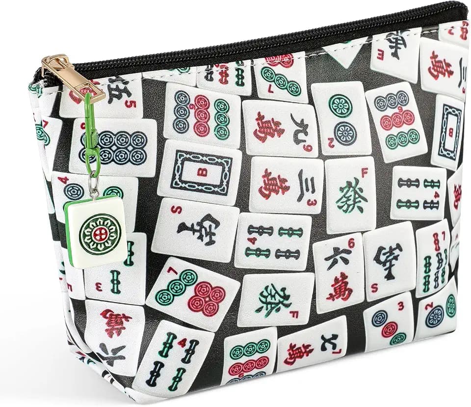 Mahjong Tile Bag with Keychain, Mahjong Makeup Bag Gifts for Women