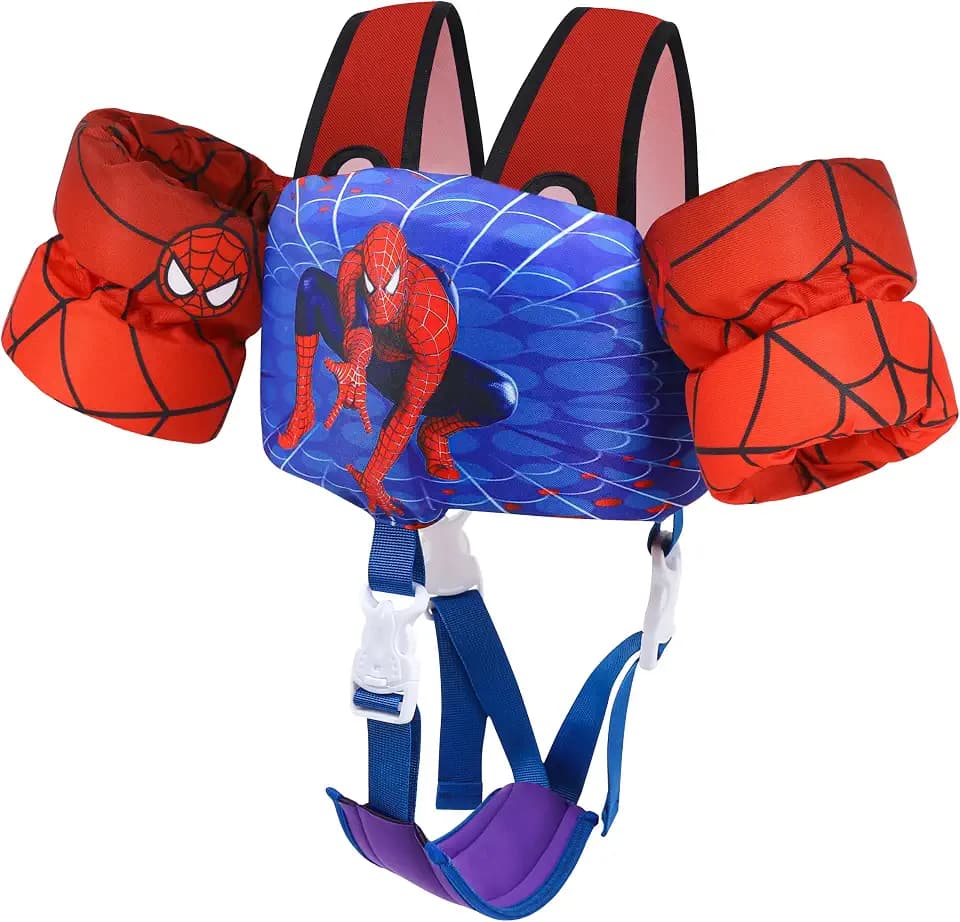 Toddler Swim Vest Kids Floaties for Pool, Kids Swim Vest with Arm Floaties Adjustable Crotch Strap, Fits 2-7 Years Old Boys and Girls 22-66 Pounds Children