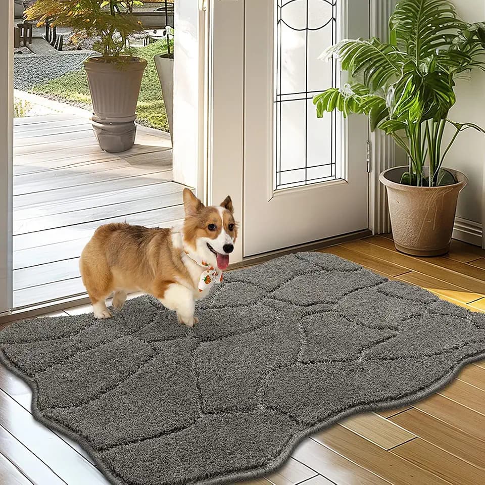 BSICPRO Dog Door Mat for Mud Paws, Dirt Trapper Mat, 36x24 Inches, Gray