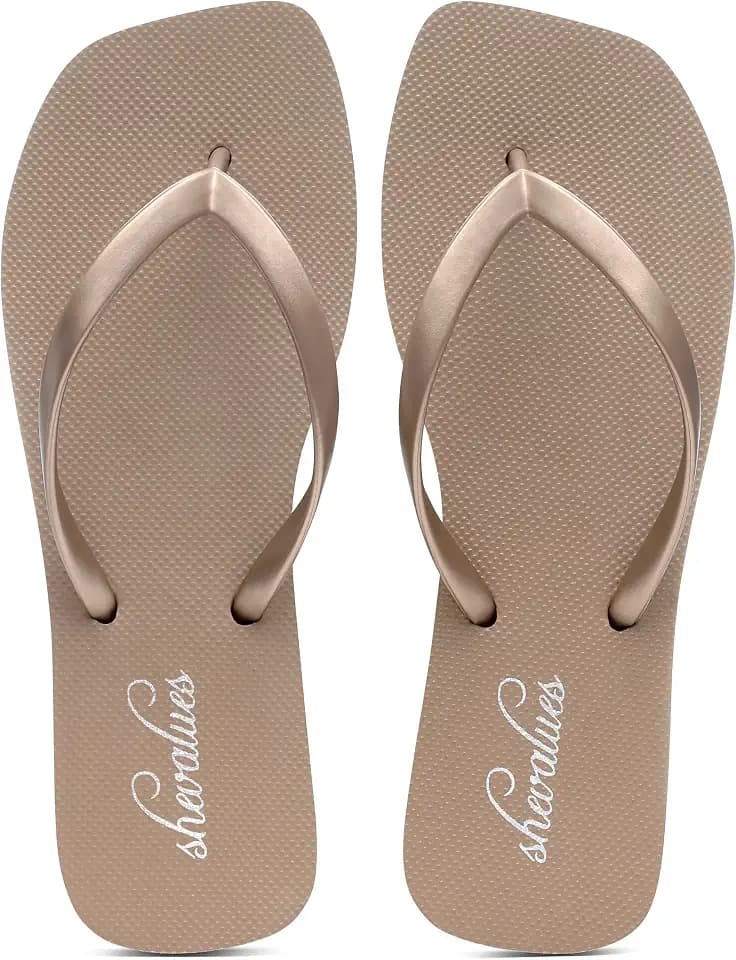 shevalues Slim Square Toe Flip Flops with Comfortable Yoga Mat for Women