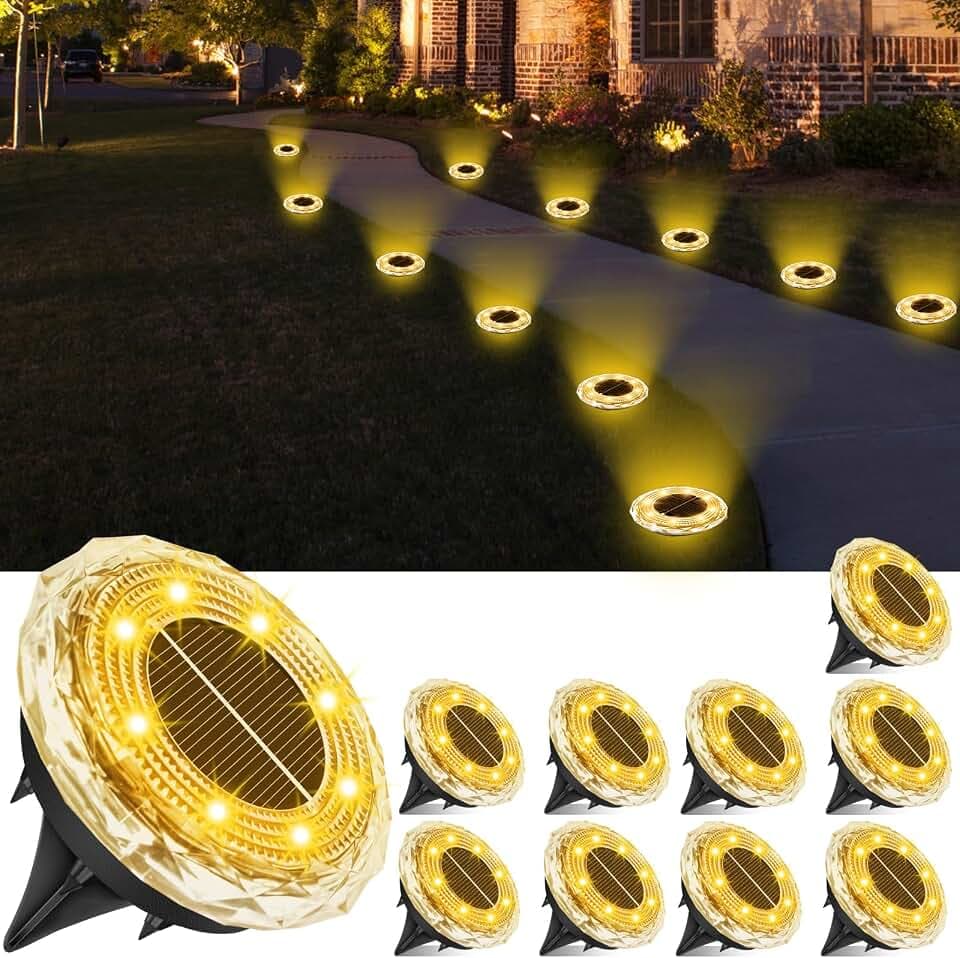 Solar Bodenleuchten Aussen, 12 Stück Solarlampen für Außen Garten
