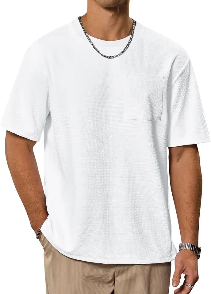 Herberton Mens Oversized Pocket T-Shirt Heavyweight Casual Textured Tee