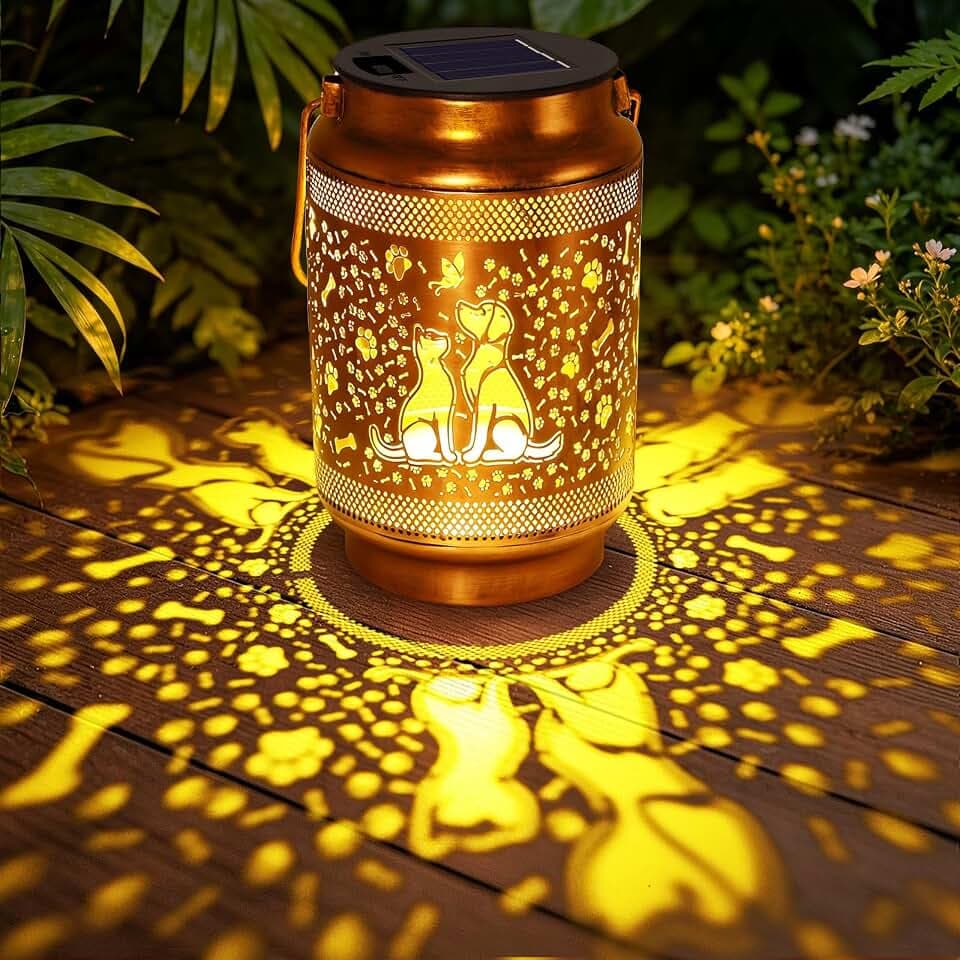 Dog Solar Lanterns Outdoor Waterproof Garden Decor, Dog Gifts for Women Mom Grandma Birthday, Metal Hanging Solar Lights for Outside Yard Patio Pathway Backyard Porch