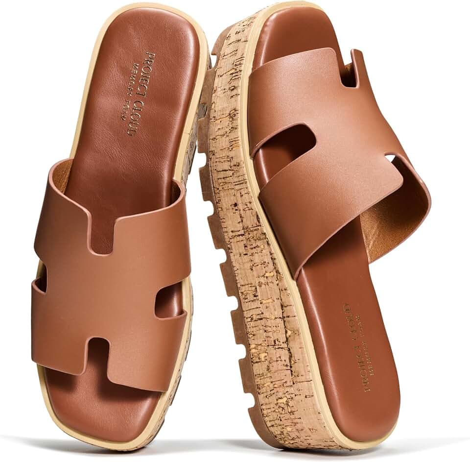 Project Cloud 100% Genuine Leather Wedge Platform Sandals for Women