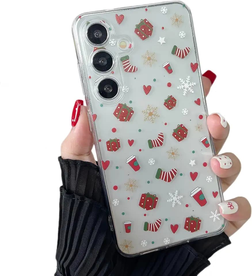 ZTOFERA Clear Christmas Case for Samsung Galaxy A16 4G/5G 6.7 inch,Cute Merry Christmas Pattern Phone Case Gifts Translucent Silicone Hard PC +TPU Bumper Shockproof Protective Cover-Christmas Gift