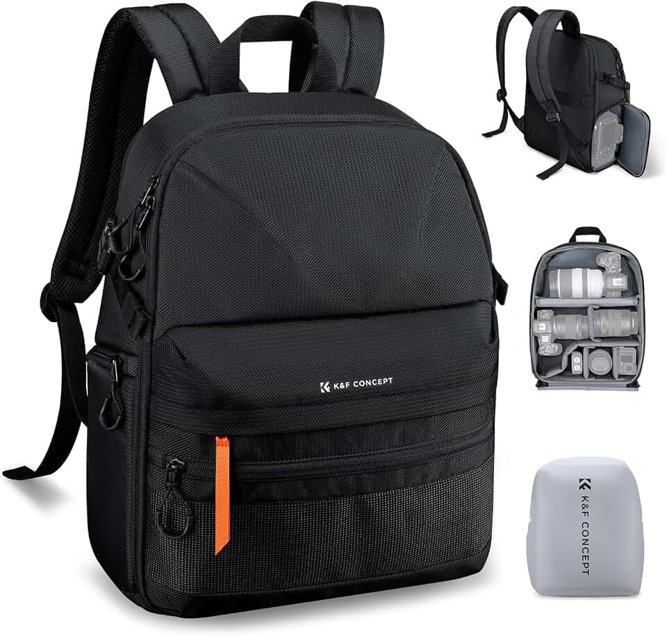 K&F CONCEPT Ultra Lightweight Camera Backpack, Camera Bag with Rain Cover