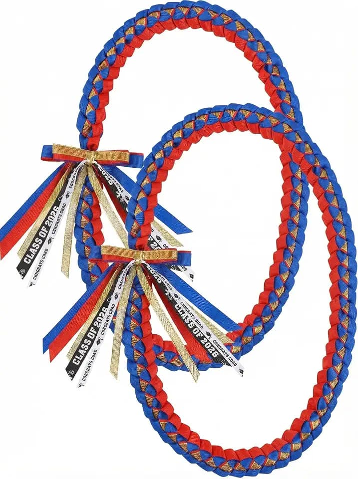 TFTAFAN Graduation Ribbon Lei Graduation Leis Necklace Class of 2026 Graduation Necklace Braided Necklace Graduation Gift Party Accessories for Women and Men