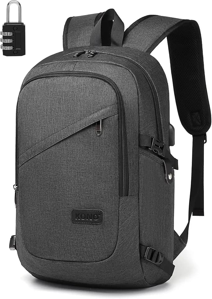 KONO Laptop Rucksack Herren Arbeit 15,6 Zoll, Dunkelgrau