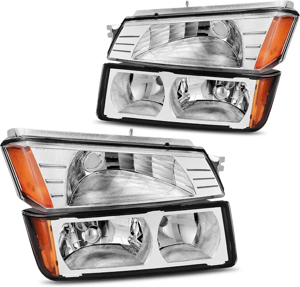 DWVO Headlight Assembly Compatible with 2002-2006 Chevy Avalanche Chrome