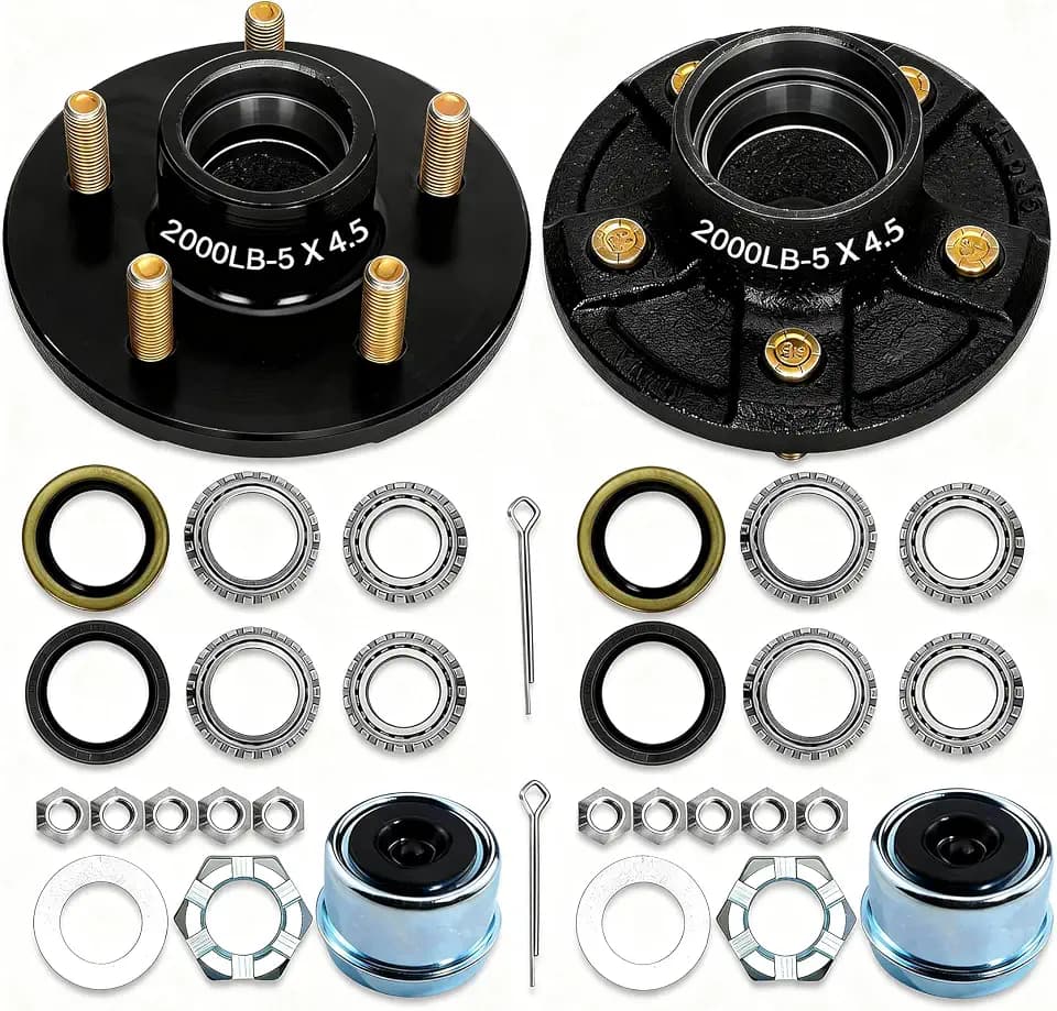 5 Lug Trailer Hub 2000Lbs, Fits 1"/1-1/16" Straight Spindle, 5x4.5 Boat Axle 2Pk