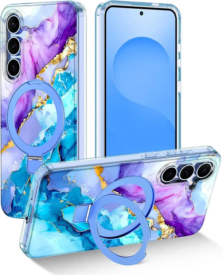 for Galaxy S25 FE Case,[Compatible with MagSafe][Kickstand],Full Body Rugged Slim Fit Shockproof Women Men Girls Shockproof Case for Samsung Galaxy S25 FE,Royal Purple/Blue