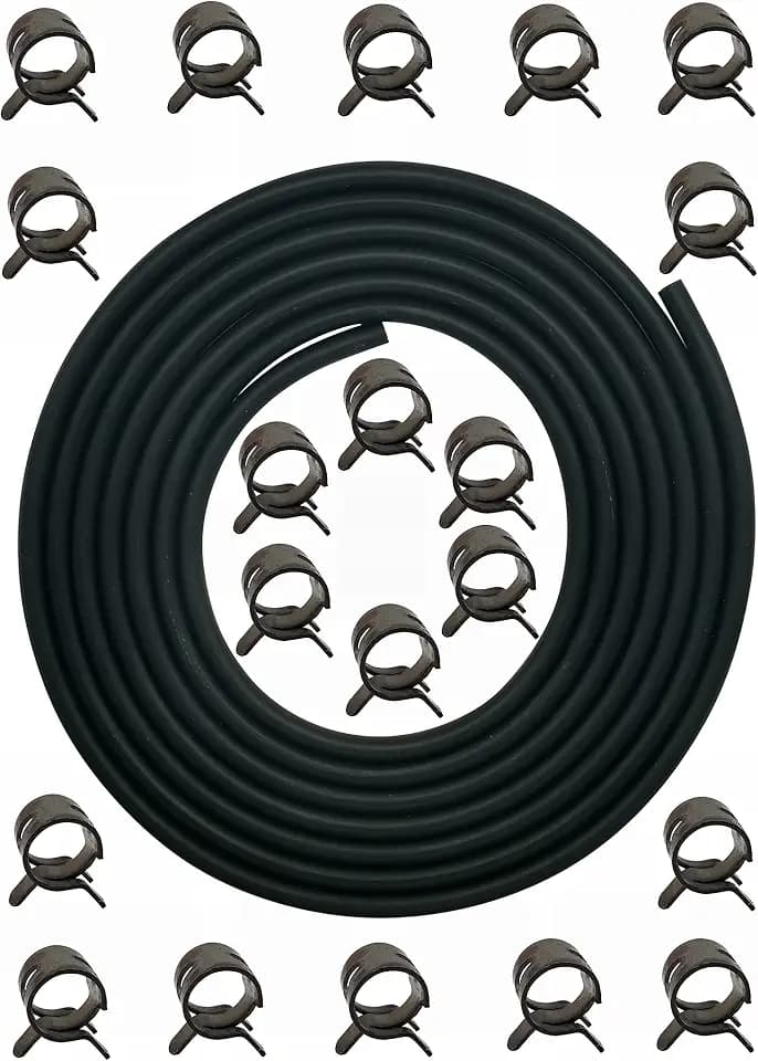 YAMAKATO 4mm 5/32 Inch ID Fuel Line Vacuum Hose 10 Feet w/ 20 Clamp