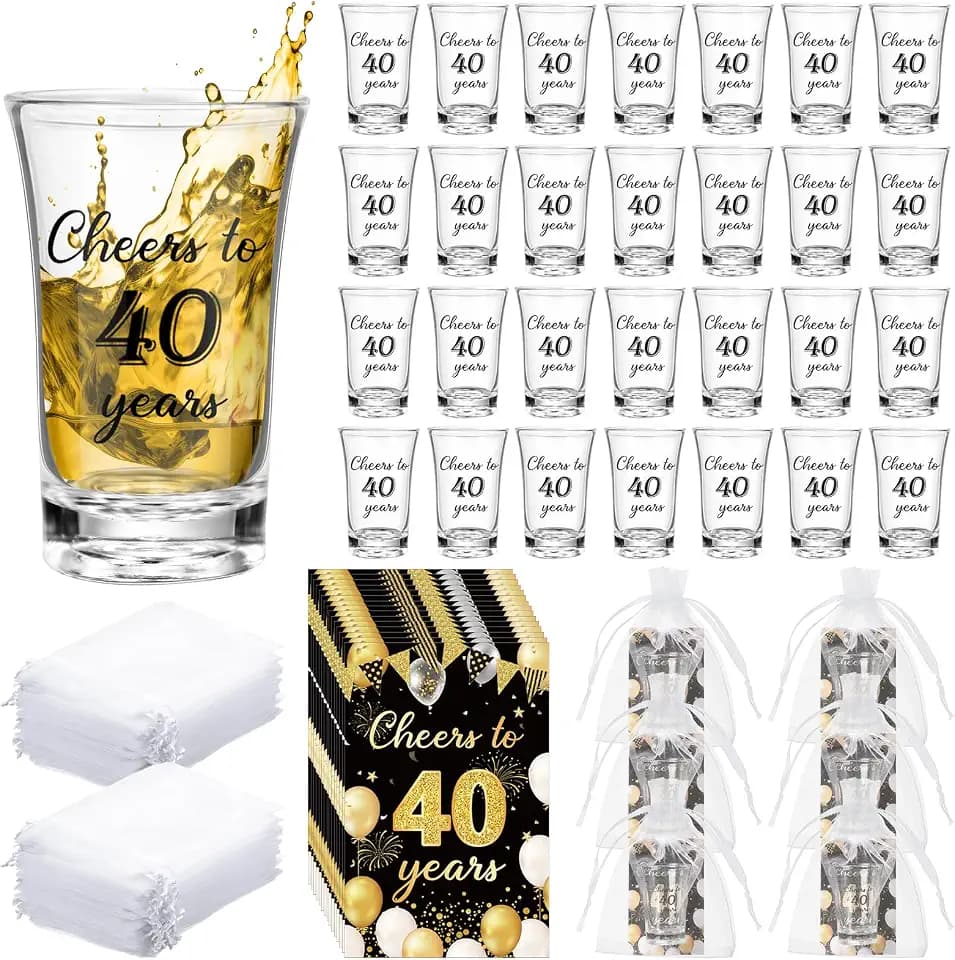 50 Set 40th Birthday Party Favors for Guests Black Gold