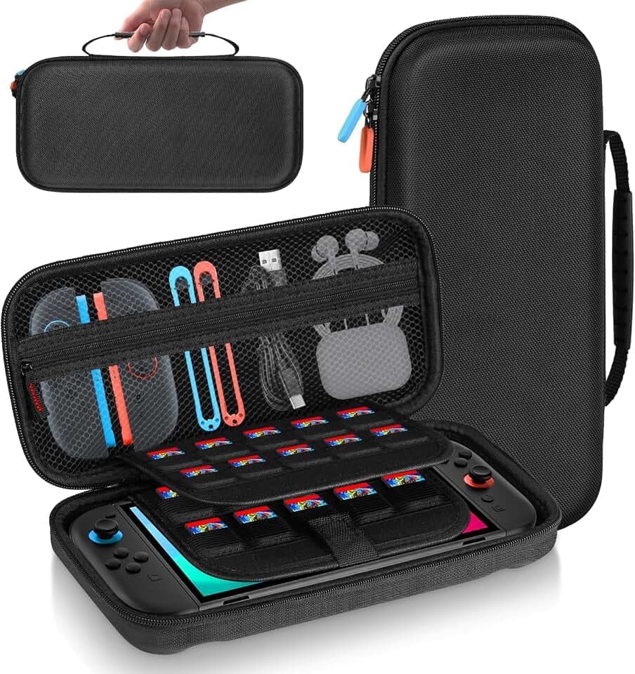RJAD Carrying Case for Nintendo Switch 2 with 20 Game Card Slots, Switch2 Slim Protective Cover Hard Shell Bag, Switch 2 Portable Travel Carry Cases with Pockets for Switch2 Console Accessories