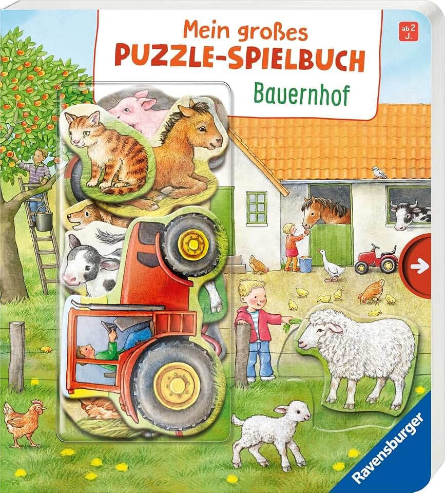 Mein großes Puzzle-Spielbuch: Bauernhof- Kinderbuch ab 2 Jahren, mit 10 Puzzleteilen