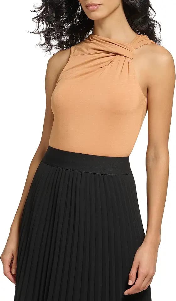 DKNY Damen Gathered Knit Tank Top Blouse