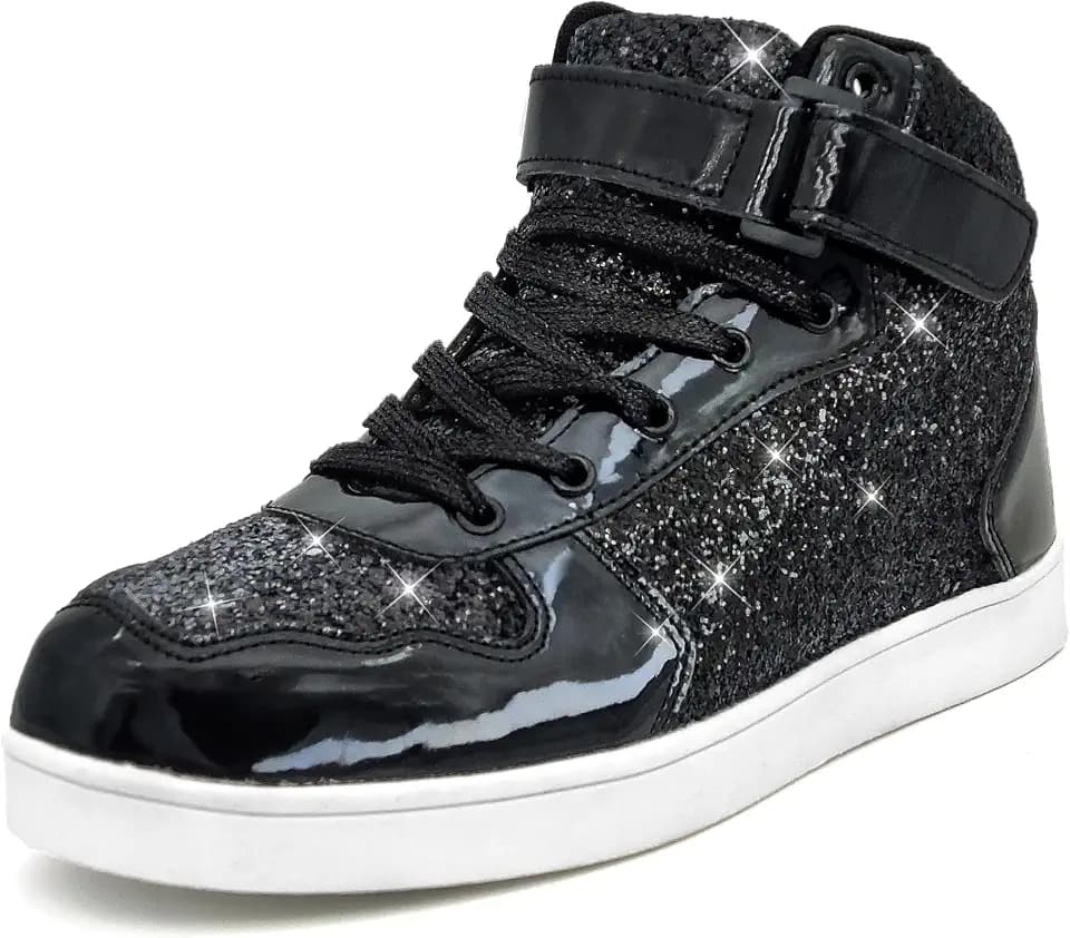 Wooowyet Glitter Shoes Kids High Top Sneakers for Boys Girls Gift Party Birthday Christmas Halloween
