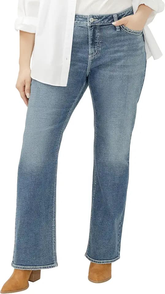 Silver Jeans Co. Women's Plus Size Suki Mid Rise Slim Bootcut Jeans