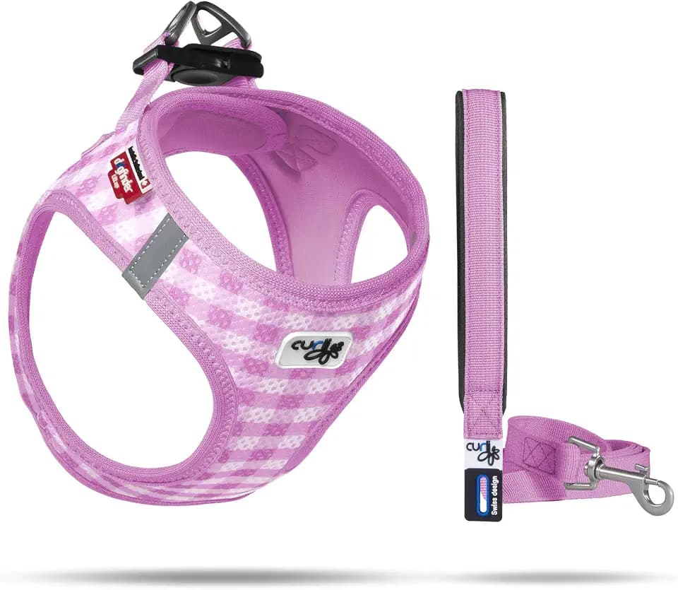 Vest Air-Mesh Pink-Caro 2XS & Leash M