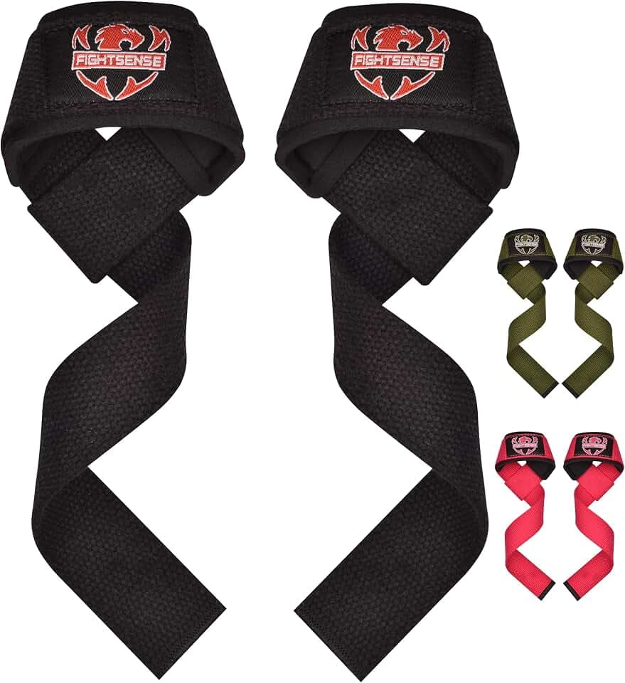 FIGHTSENSE Fitness Zughilfen für Krafttraining (Lifitng Straps) Gewichtheben Riemen für Männer Frauen,Neopren gepolstert,Webbed Baumwolle Gym Handgelenk Riemen(Fitness Straps)