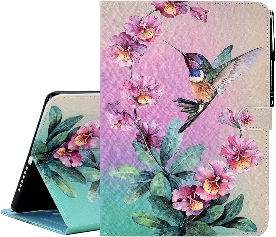Case for Samsung Galaxy Tab A11+ Plus/A9+ Plus 11 Inch 2026/2024, Cute PU Leather Stand Protective Cover for Galaxy Tab A11+/A9+ Tablet, Auto Wake/Sleep - Hummingbird