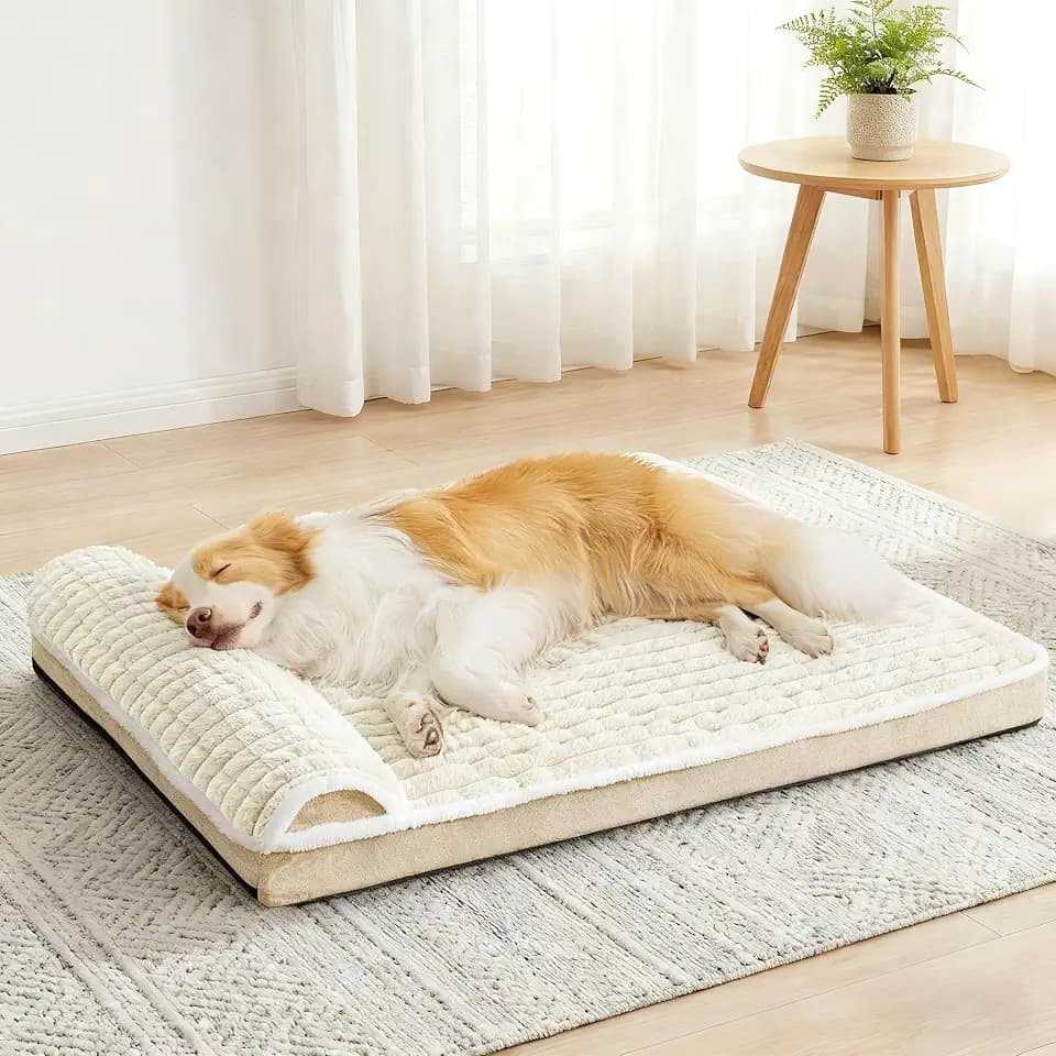 Orthopedic Large Dog Bed Pillow Pet Sofa Bed 36''X24'' Ivory