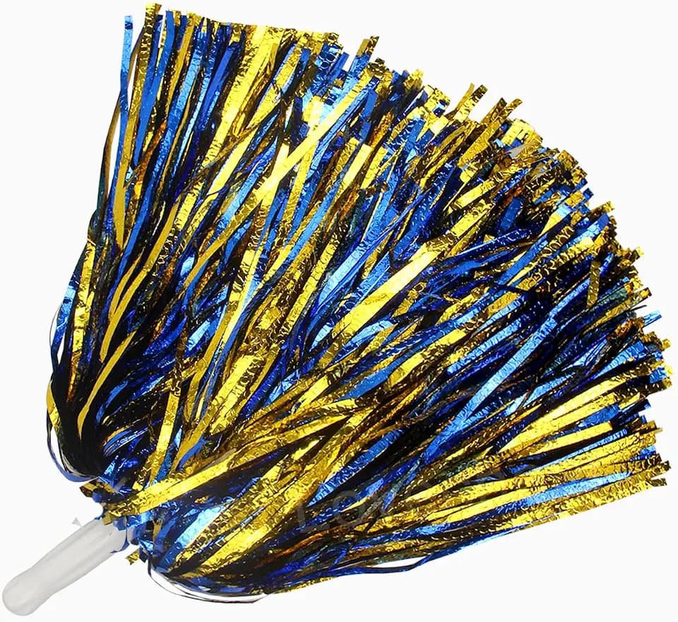 Lovecheer 12PCS/24PCS Metallic Pom Poms Cheerleading Fluffy Shiny Cheer Pom Poms with Handle Sports Team Spirited Dance Cheering Squad Girls Adults