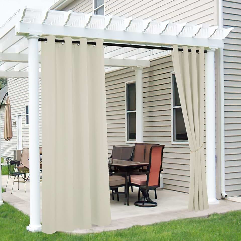 RYB HOME Outdoor Curtains for Patio Pergola Waterproof Privacy Assured