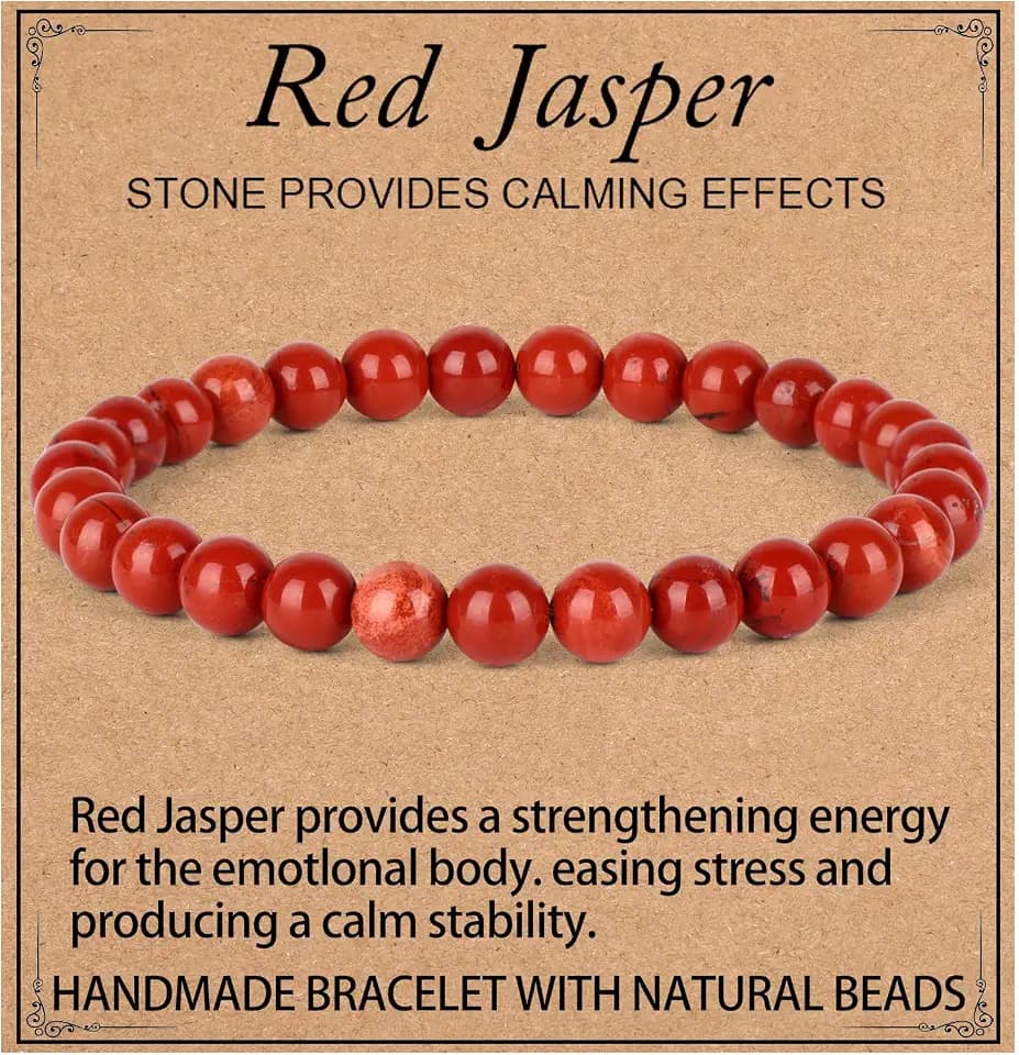 LPBeads Handmade Natural Gemstone Stretch Elastic Bracelet Healing Crystal Round Stone Beads Jewelry Gifts for Women Men