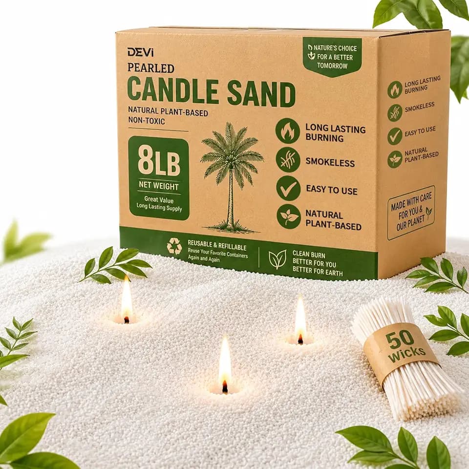 8 LB Pearled Candles Sand with 50 Wicks, Refillable Sand Wax DIY Candle Kit