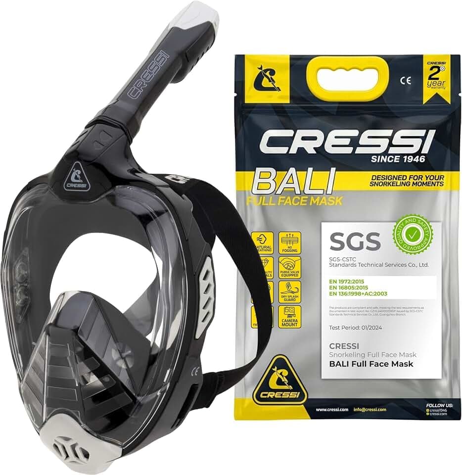 Cressi Vollgesichtsmaske -CO2 Sichere Vollgesichts-Schnorchelmaske Erwachsene mit Klarer Sicht - Tauchermaske Erwachsene aus Silikon - Mit Kamerahalterung für Unterwasserkamera beim Schnorcheln