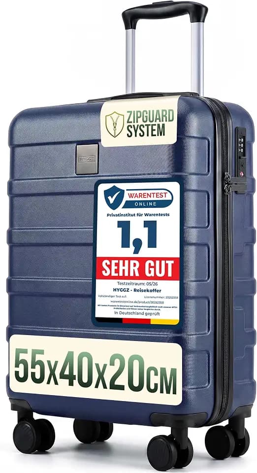 Trolley Handgepäck Koffer, Dark Blue (Blau), 55x40x20cm, Hartschale