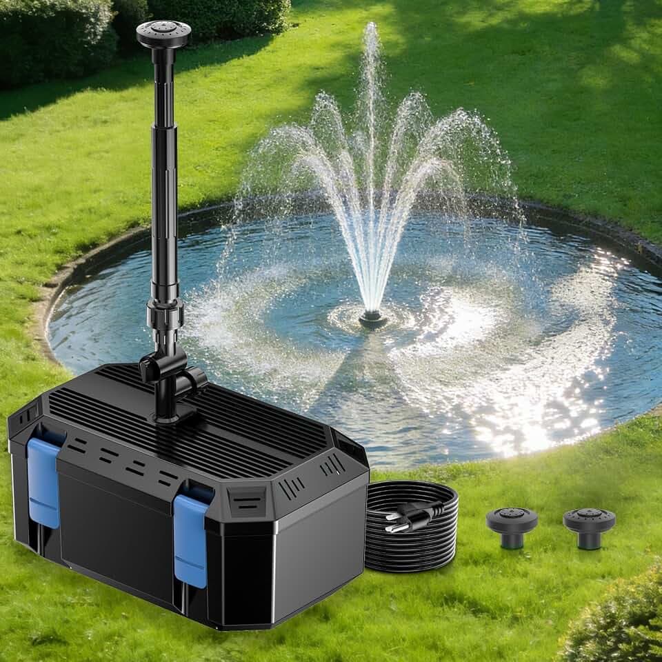 All-in-1 400GPH Pond Fountain Filter Kit with 3 Spray Patterns(200-350 Gal)