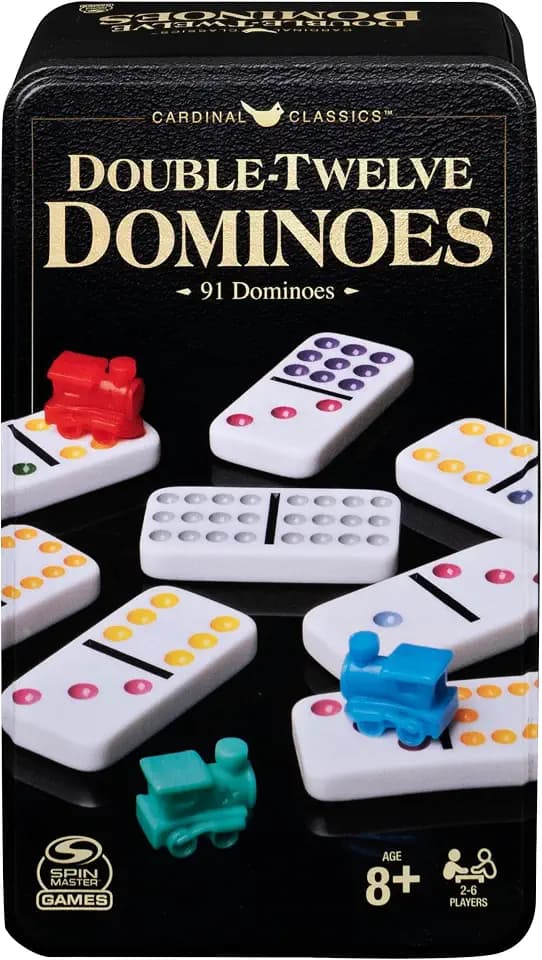 Spin Master Games Double 12 Dominoes Set in Storage Tin Classic Tile Game
