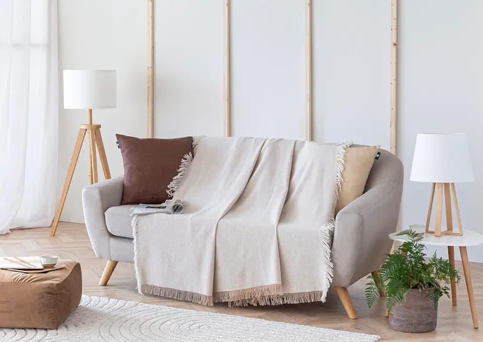 Todocama Mehrzweck-Tagesdecke, Sofaüberwurf, Überwurf für Bett, Sofaüberwurf, Jarapas, klassisch (125 x 180 cm, Creme)