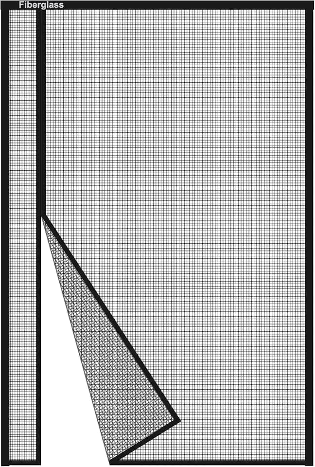Risareyi Seitliche Öffnung Magnet Fliegengitter Balkontür 90x220cm, Schwarz | Verstärkt Fiberglas Netz, UV Beständig, Fliegenvorhang Insektenschutz Tür Ohne Bohren, für Terrassentür, mit 4cm Klettband