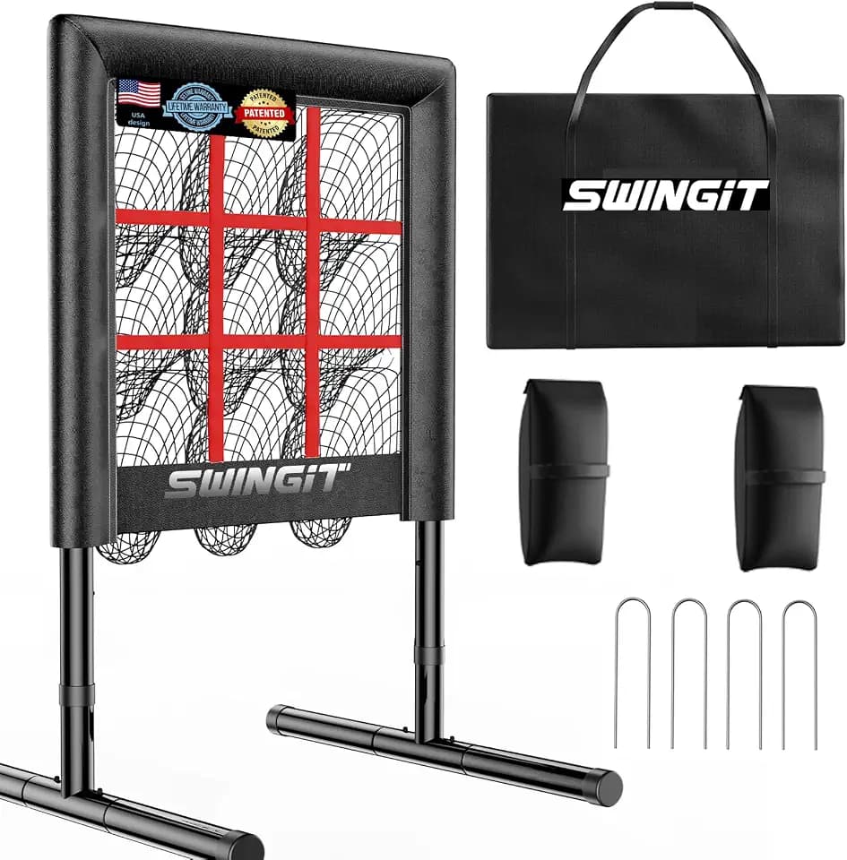 Upgrade 9 Hole Baseball Pitching Net with Strike Zone, Professional Heavy Duty 9 Pocket Softball Pitching net, Throwing Target for Accuracy Training Practice Net, Adjustable Height