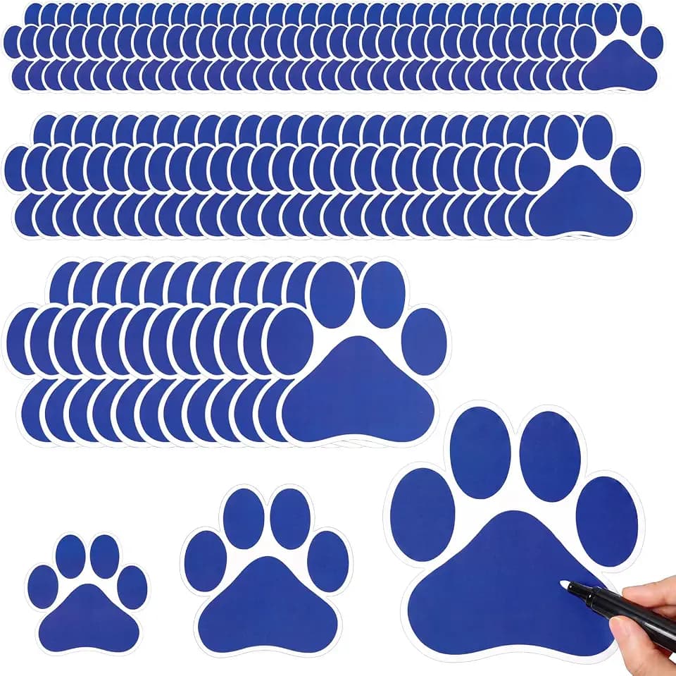 Ireer 120 Pcs Paw Prints Cutouts, 3 Sizes 6" 4" 3" Paw Bulletin Board Decor