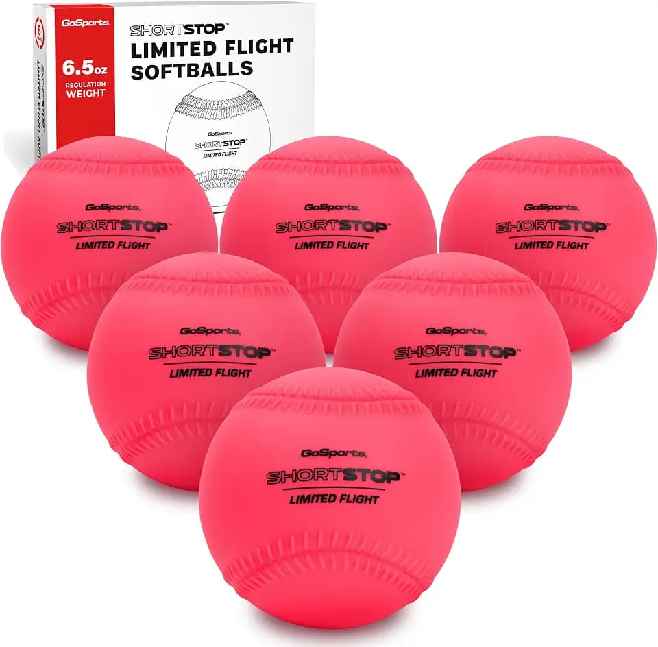 GoSports Shortstop Limited Flight Practice Softballs, 6 Pack