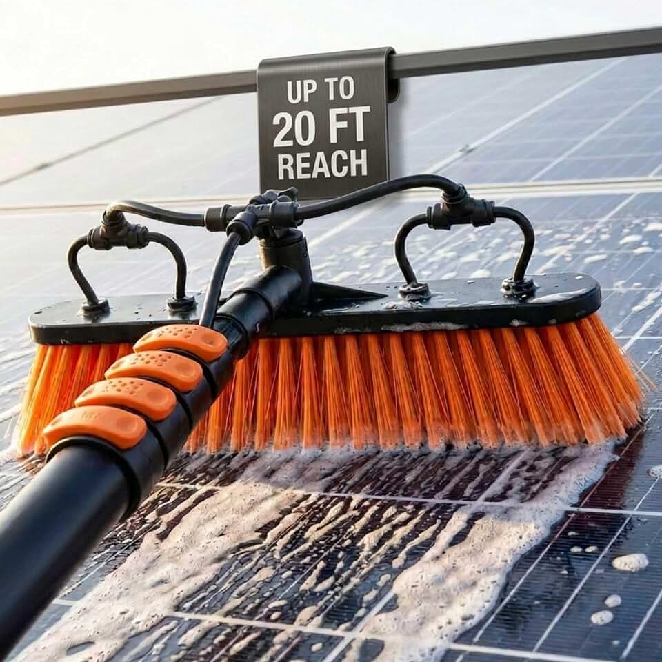 Briliantwerk Solar Panel Cleaning Brush 20 ft Extension Pole