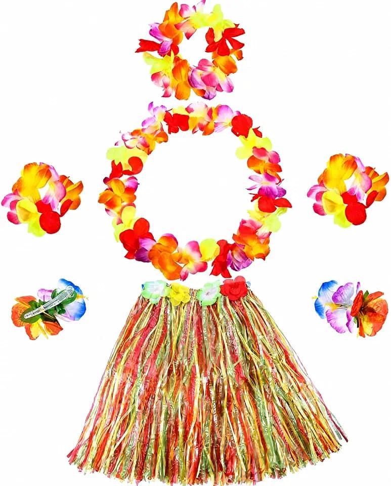 Gejoy 7 Pcs Hawaiian Costume Set