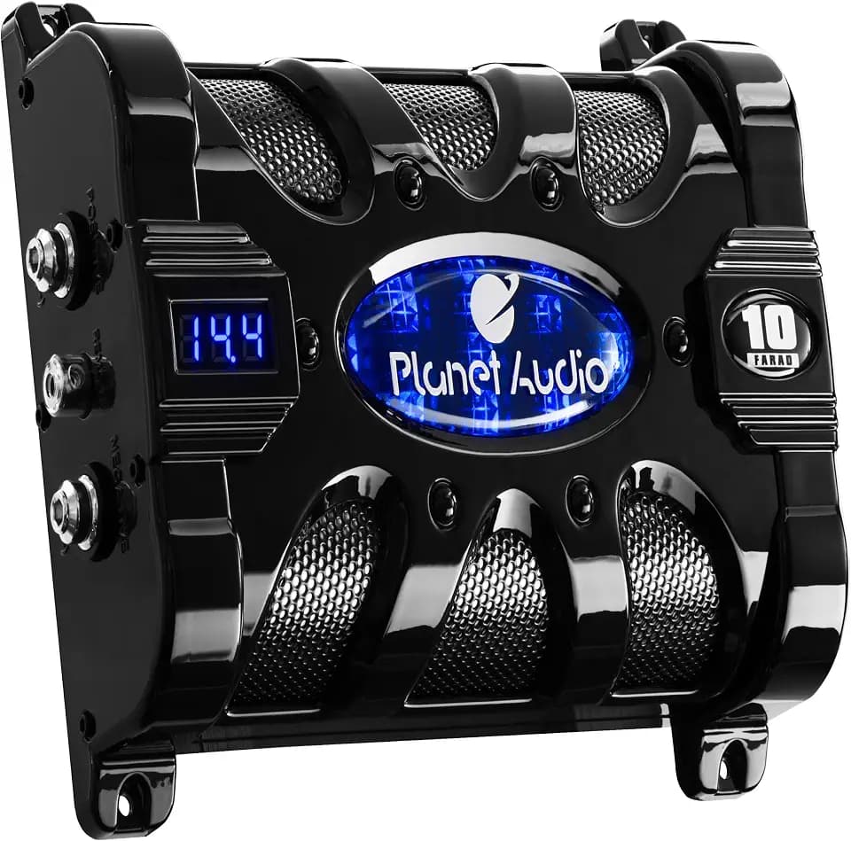 Planet Audio PC10F 10 Farad Car Capacitor for Energy Storage, Enhances Bass