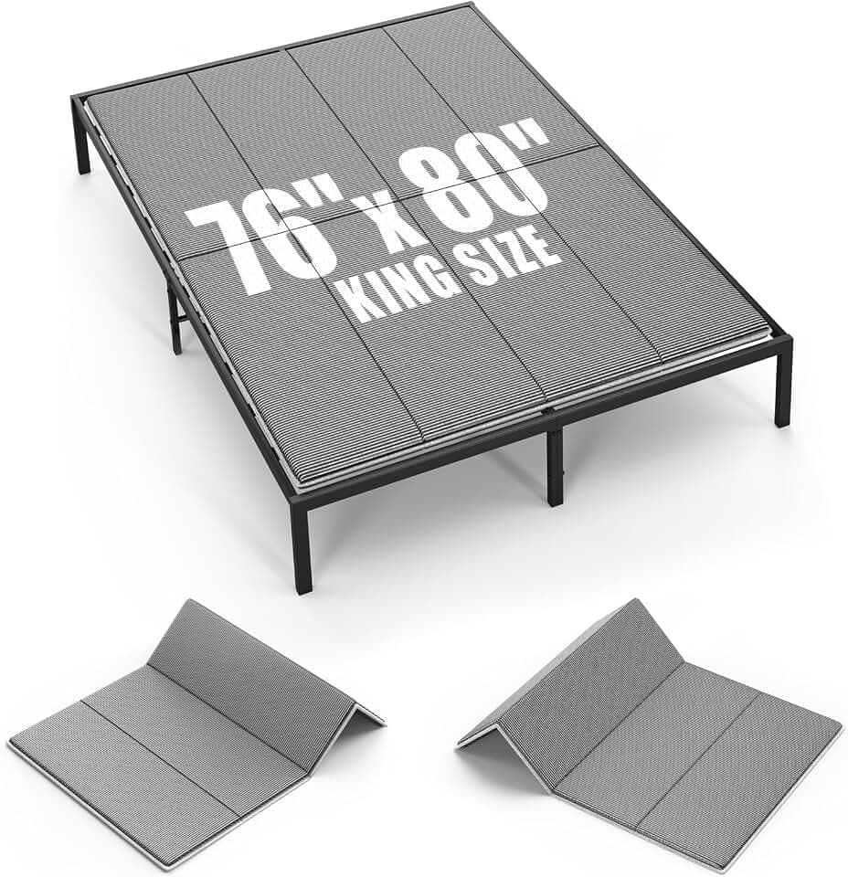 Bunkie Board King Size 76"x80" for Under Mattress Bed Support, Heavy Duty Reinforced Wood with Anti-Sag, Light Thin/Breathable, Noise Minimizing, Fits Metal Frames/Platform Beds/Sleeper Sofa