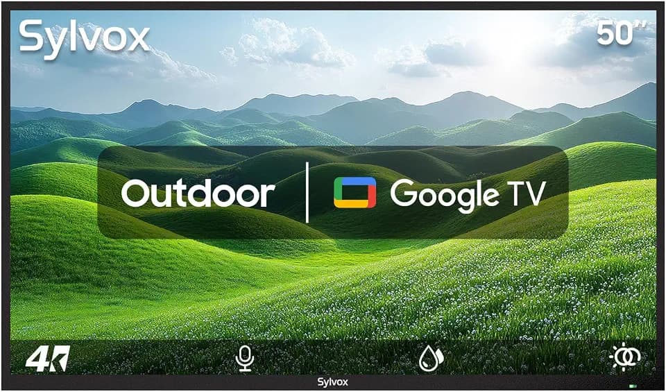 SYLVOX 50 Inch Outdoor TV, Weatherproof Google TV, IP56 Waterproof TVs