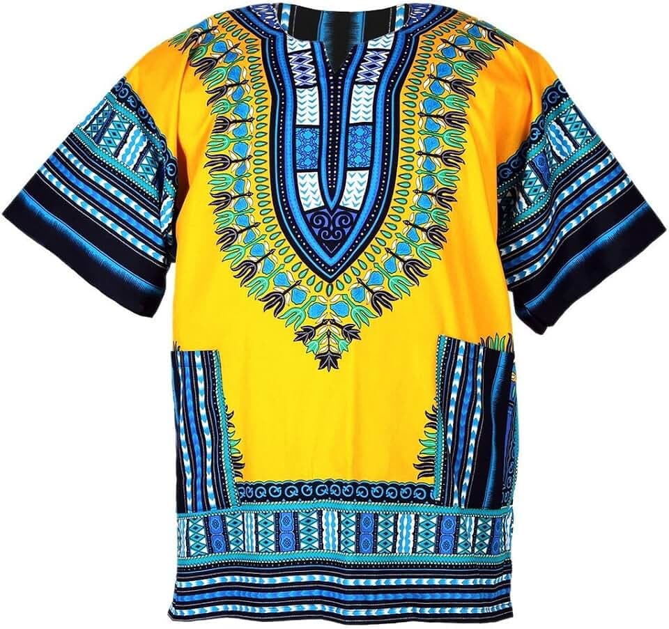 CHAINUPON African Dashiki Baumwollhemd Unisex Tribal Festival Boho Hippie Kaftan