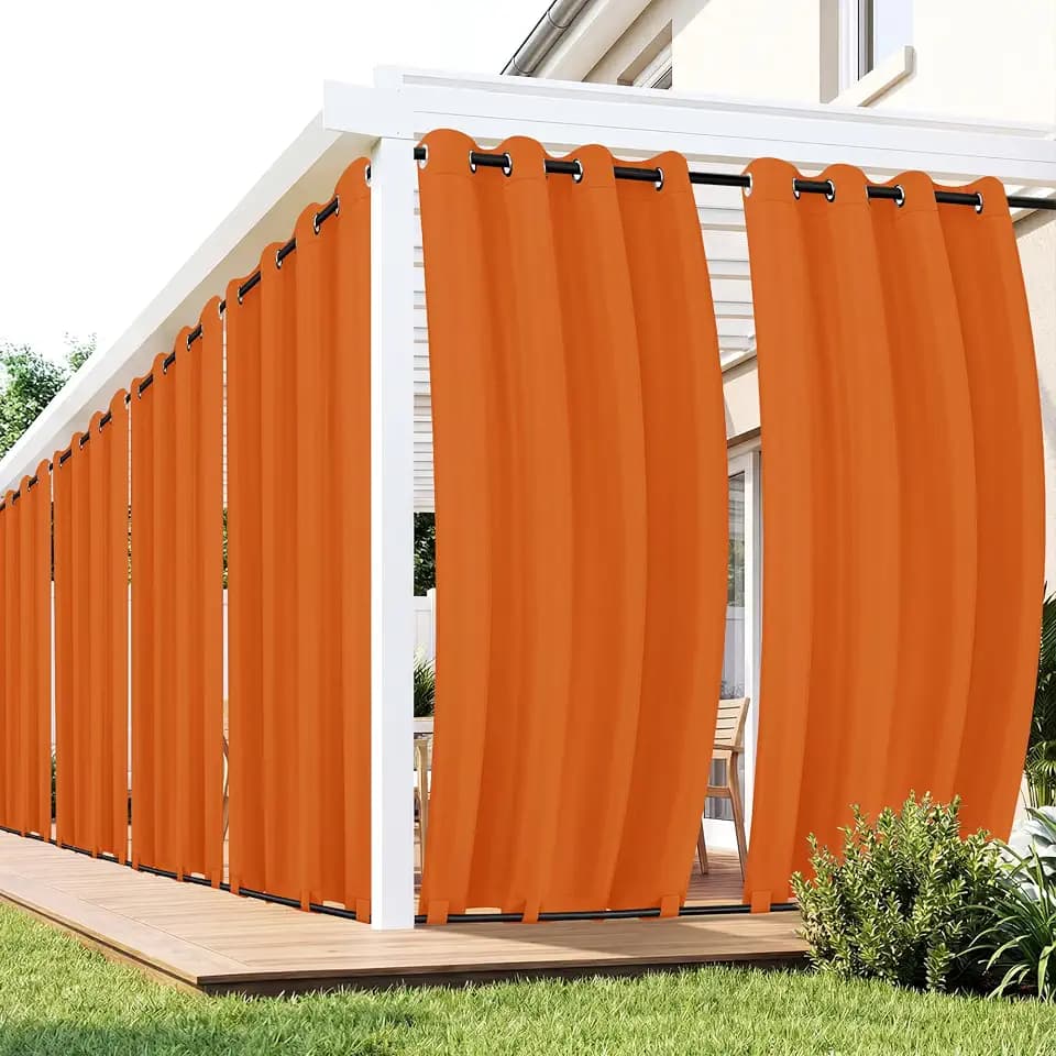 Outdoor Curtains for Patio Waterproof 6 Panels, Porch Sun Shade